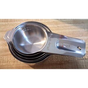 Stainless Steel Measuring Cups Set Of 6:  1/4, 1/3, 1/2, 2/3, 3/4, 1 cup NEW